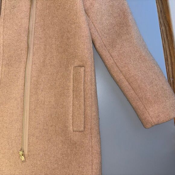 J. Crew factory city coat button neck wool blend tan new - Picture 12 of 14